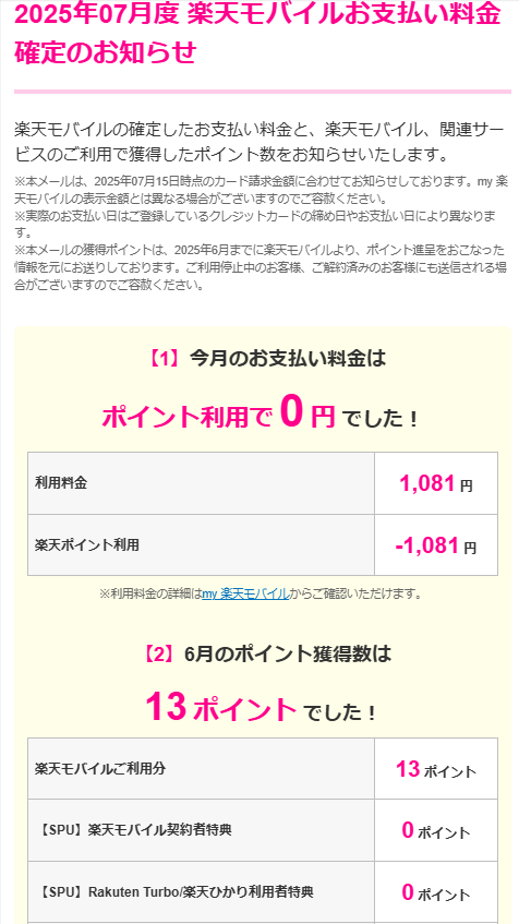 楽天モバイル料金2025年7月