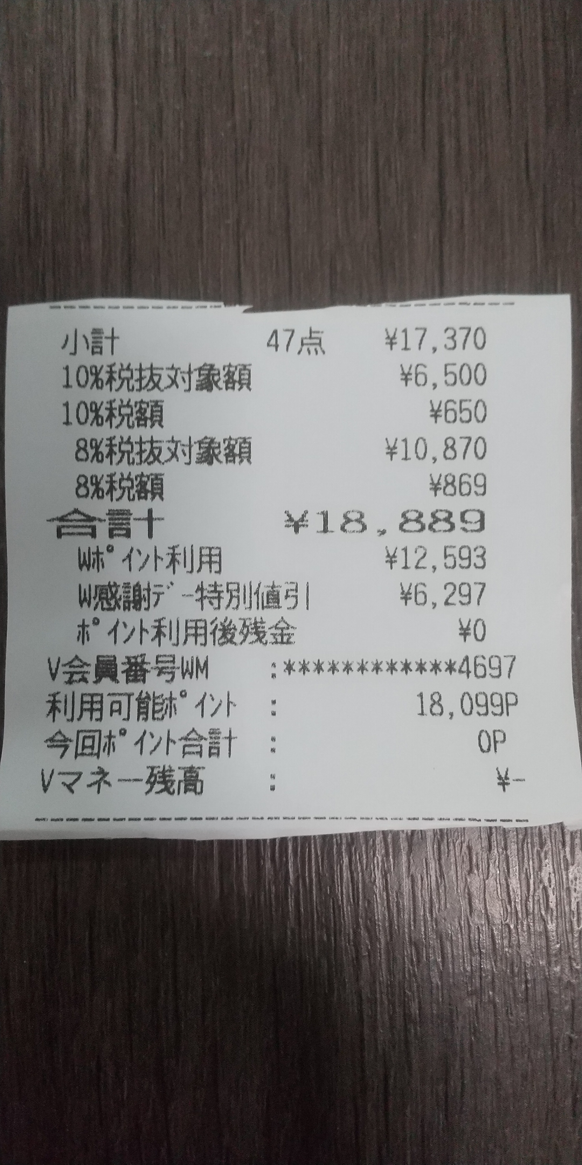 2025年7月20日ウエルシアレシート